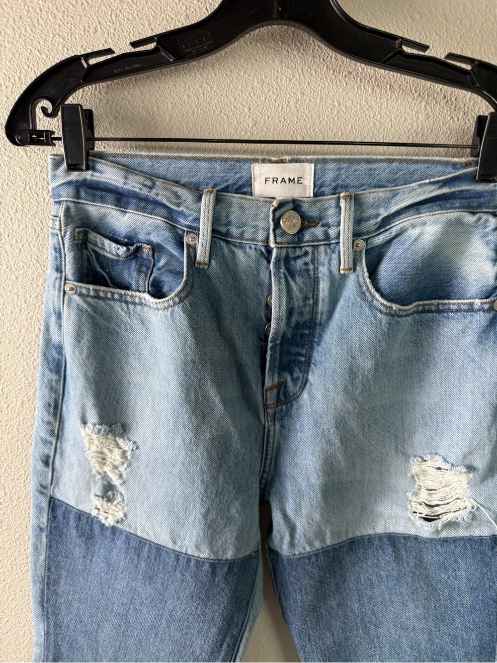 FRAME Le Original Straight Leg Jeans Patch Rework Denim Distressed Women’s 26 - Picture 6 of 11